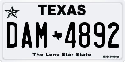 TX license plate DAM4892