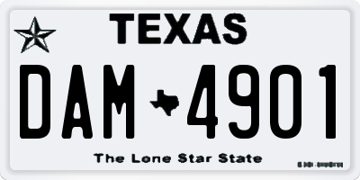 TX license plate DAM4901