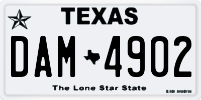 TX license plate DAM4902