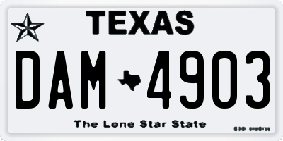 TX license plate DAM4903