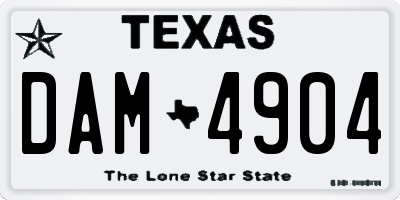 TX license plate DAM4904