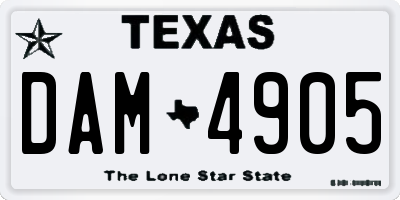 TX license plate DAM4905