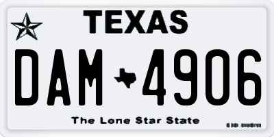 TX license plate DAM4906