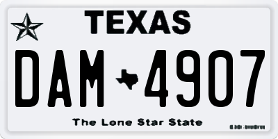 TX license plate DAM4907