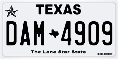 TX license plate DAM4909