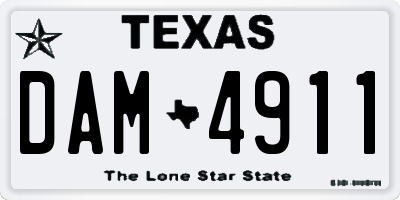TX license plate DAM4911
