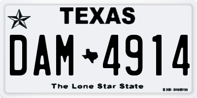 TX license plate DAM4914