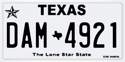 TX license plate DAM4921