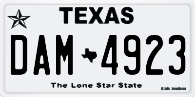 TX license plate DAM4923