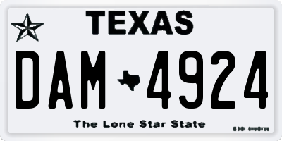 TX license plate DAM4924