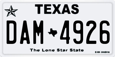 TX license plate DAM4926