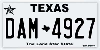 TX license plate DAM4927