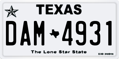 TX license plate DAM4931