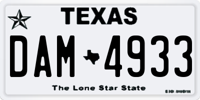 TX license plate DAM4933