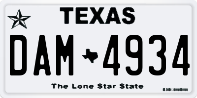 TX license plate DAM4934
