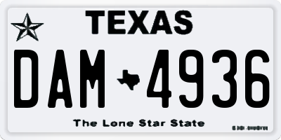 TX license plate DAM4936