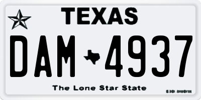 TX license plate DAM4937