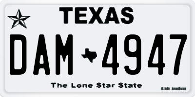 TX license plate DAM4947