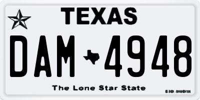 TX license plate DAM4948