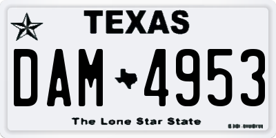 TX license plate DAM4953