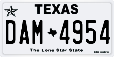 TX license plate DAM4954