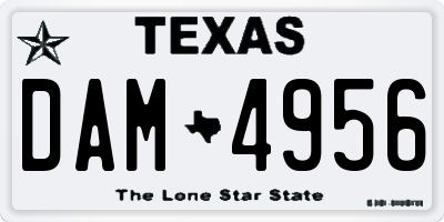TX license plate DAM4956