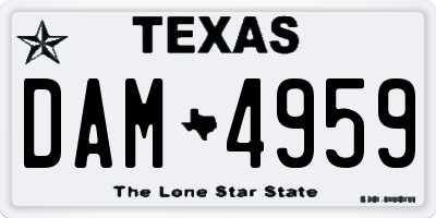 TX license plate DAM4959