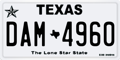 TX license plate DAM4960