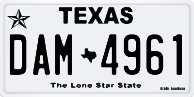 TX license plate DAM4961