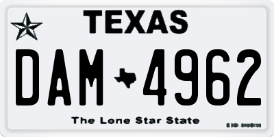 TX license plate DAM4962
