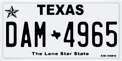 TX license plate DAM4965