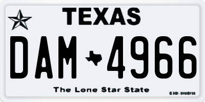 TX license plate DAM4966