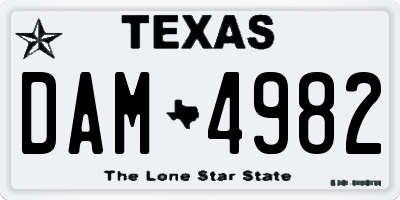 TX license plate DAM4982