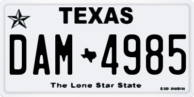 TX license plate DAM4985