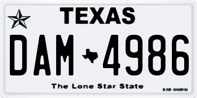 TX license plate DAM4986