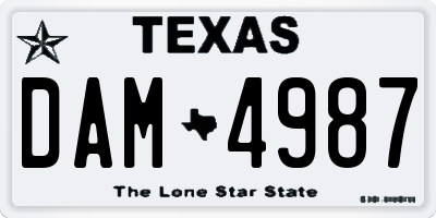 TX license plate DAM4987