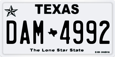 TX license plate DAM4992