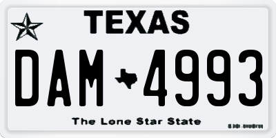 TX license plate DAM4993