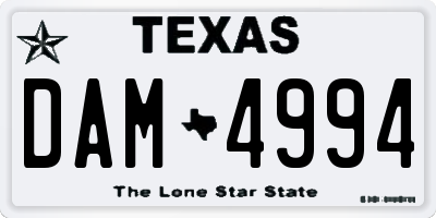 TX license plate DAM4994