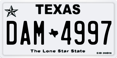 TX license plate DAM4997