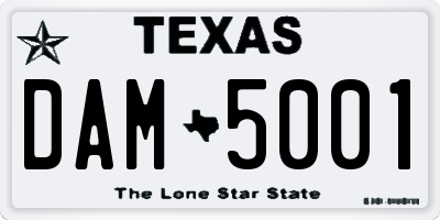 TX license plate DAM5001