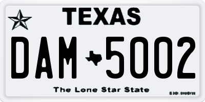TX license plate DAM5002
