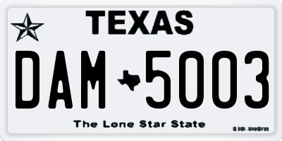 TX license plate DAM5003