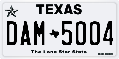 TX license plate DAM5004