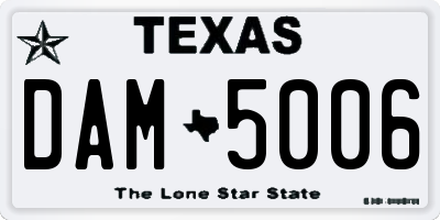 TX license plate DAM5006