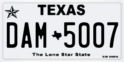 TX license plate DAM5007