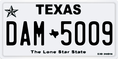 TX license plate DAM5009