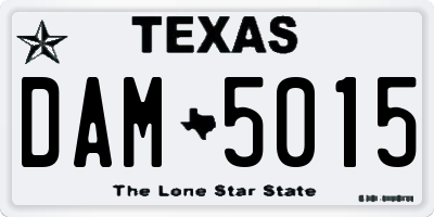 TX license plate DAM5015