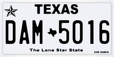 TX license plate DAM5016