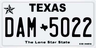 TX license plate DAM5022